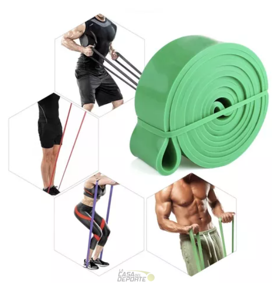 BANDA ELASTICA POWER BAND VERDE  208X4.2X0.45 CM 100 -120 LBS - Imagen 4
