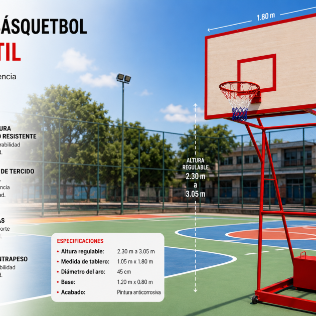 PAR TORRE BASQUET MOVIL TERCIADO 15MM. 1.80X1.05 mt.